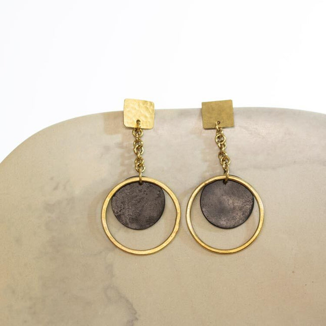 black disc earrings
