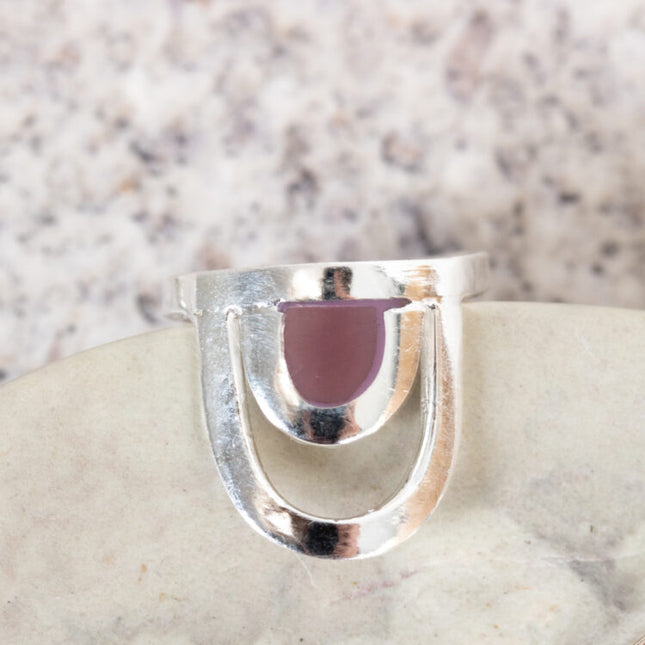 pink shell rainbow ring