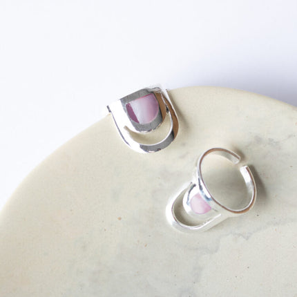 pink shell rainbow ring
