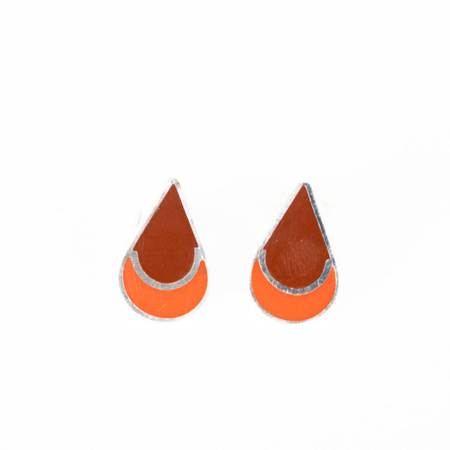 orange teardrop stud ears