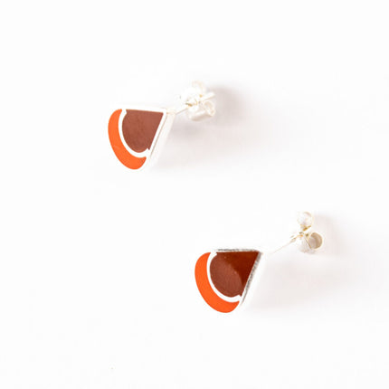 orange teardrop stud ears