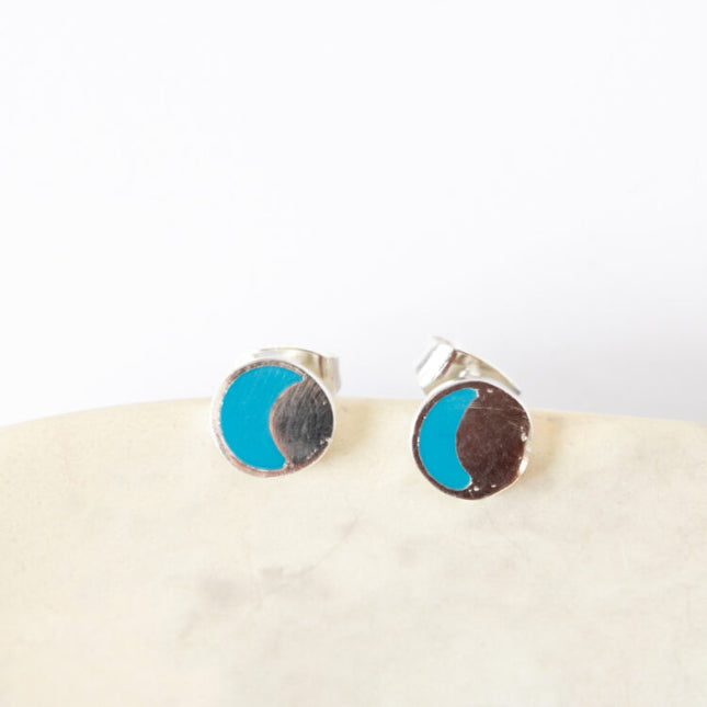 blue moon stud earrings