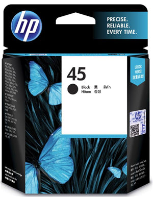 





HP 45 Black Ink Cartridge

Features:
<div>Compatible With: Deskjet 1125c, 1180c, 1220c, 1220c/PS, 1280, 6122, 9300, 930c, 970cxi, Officejet G85, K80, T65, Yield ~833 Pages (at 5% Coverage)</div>