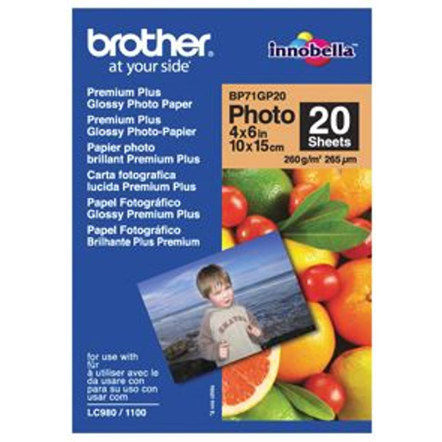 





Brother BP71GP20 6x4 Premium Glossy Photo Paper 260GSM 20 Sheets

Features:
<div>6x4, 260GSM, 20 Sheets, Innobella Ink and Innobella Photo Paper are designed to work together to give you the best possible results: perfect prints every time</div>