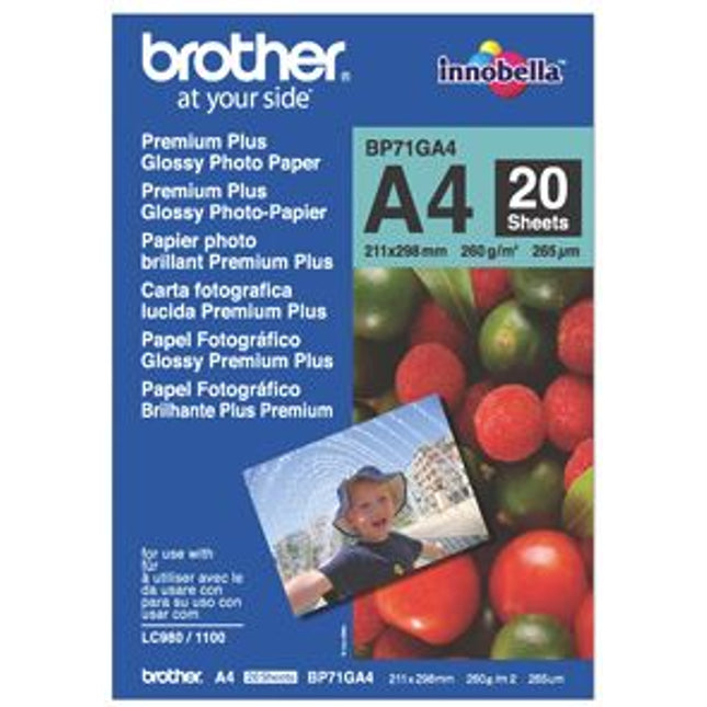 





Brother BP71GA4 A4 Premium Glossy Photo Paper 260GSM 20 Sheets

Features:
<div>A4, 260GSM, 20 Sheets, Innobella Ink and Innobella Photo Paper are designed to work together to give you the best possible results: perfect prints every time</div>