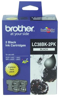 





Brother LC38BK2PK Black Ink Cartridge Twin Pack

Features:
<div>Compatible With: DCP145C, DCP165C, DCP195C, DCP375CW, MFC250C, MFC255CW, MFC257CW, MFC190C, MFC295CN, 2 x Black (300 pages each at 5% Coverage)</div>