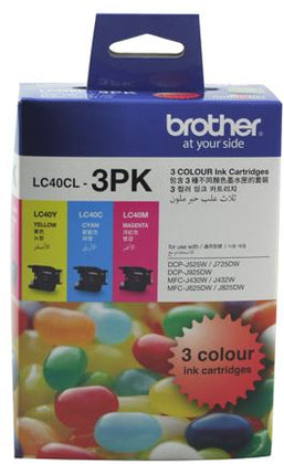 





Brother LC40CL3PK CMY Colour Ink Cartridges (Triple Pack)

Features:
<div>Compatible With: DCPJ525W, DCPJ725DW, DCPJ925DW, MFCJ430W, MFCJ432W, MFCJ625DW, MFCJ825DW, Yield ~ 30 Pages per cartridge</div>