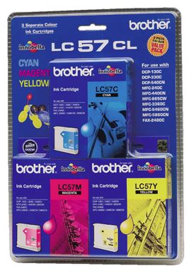 





Brother LC57CL3PK CMY Colour Ink Cartridges (Triple Pack)

Features:
<div>Compatible With: DCP130C, DCP330C, DCP350C, DCP540CN, DCP560CN, FAX2480C, MFC240C, MFC440CN, MFC465CN, MFC665CW, MFC685CW, MFC885CW, MFC3360C, MFC5460CN, MFC5860CN, 3 pack cyan/yellow/magenta, 400 pages yield (Each Cartridge at 5% Coverage)</div>