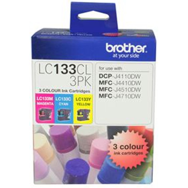 





Brother LC133CL3PK CMY Colour Ink Cartridges (Triple Pack)

Features:
<div>For use with: DCPJ152W, DCPJ172W, DCPJ552DW, DCPJ752DW, DCPJ4110DW, MFCJ245, MFCJ470DW, MFCJ650DW, MFCJ870DW, MFCJ4410DW, MFCJ4510DW, MFCJ4710DW, MFCJ6520DW, MFCJ6720DW, MFCJ6920DW, 600 Page Yield (at 5% Coverage)</div>