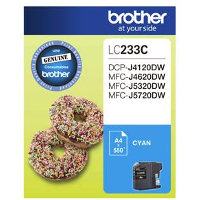 





Brother LC233C Cyan Ink Cartridge

Features:
<div>Compatible With: DCPJ562DW, DCPJ4120DW, MFCJ480DW, MFCJ680DW, MFCJ880DW, MFCJ4620DW, MFCJ5320DW, MFCJ5320DW, Yield ~550 Pages (at 5% Coverage)</div>