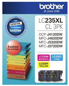 





Brother LC235XLCL3PK CMY Colour High Yield Ink Cartridge (Triple Pack)

Features:
<div>Compatible With: DCPJ4120DW, MFCJ4620DW, MFCJ5320DW, MFCJ5720DW, 1200 page yield (each Cartridge, at 5% Coverage)</div>