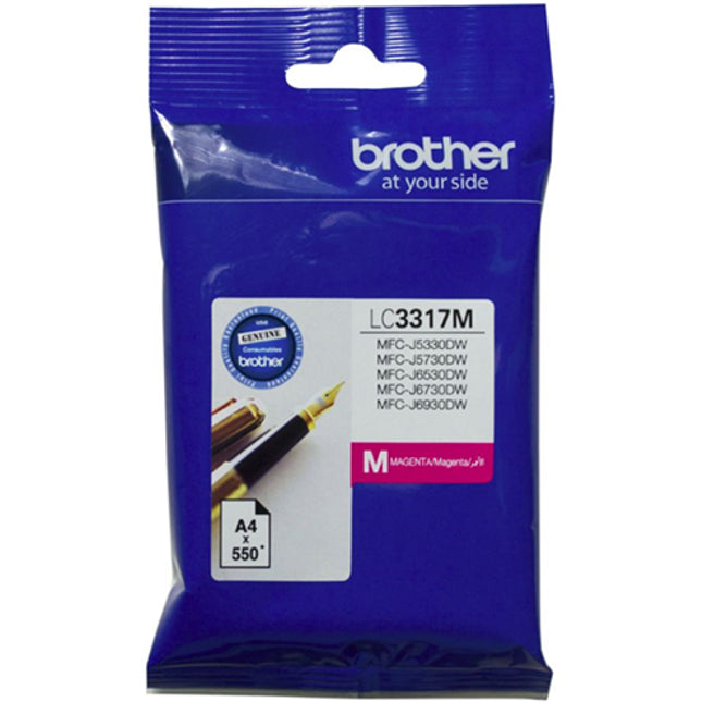 





Brother LC3317M Magenta Ink Cartridge

Features:
<div>Compatible With: MFCJ5330DW, MFCJ5730DW, MFCJ6530DW, MFCJ6730DW, MFCJ6930DW, Yield ~550 Pages (at 5% Coverage)</div>