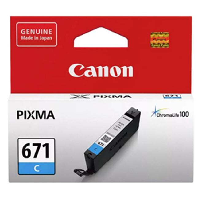 





Canon CLI671C Cyan Ink Cartridge

Features:
<div>Compatible With: MG5760, MG5765, MG5766, MG6860, MG6865, MG6866, MG7760, MG7765, M7766, TS5060, TS6060, TS8060, TS9060 Tank Capacity - 6.5ml</div>