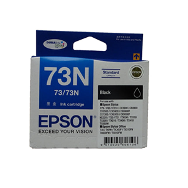 





Epson 73N Black Ink Cartridge

Features:
<div>Compatible With: Stylus CX4900, Stylus CX3900, Stylus CX5900, Stylus C79, Stylus CX6900F, Stylus C90, Stylus C110, Stylus CX5500, Stylus CX7300, Stylus CX8300, Stylus CX9300F, Stylus Office TX300F, Stylus Office TX600FW, Stylus TX400, Stylus TX200, Stylus T20, Stylus TX100, Stylus Office T40W, Stylus T21, Stylus TX110, Stylus TX210, Stylus TX550W, Stylus Office TX610FW, Stylus NX220</div>