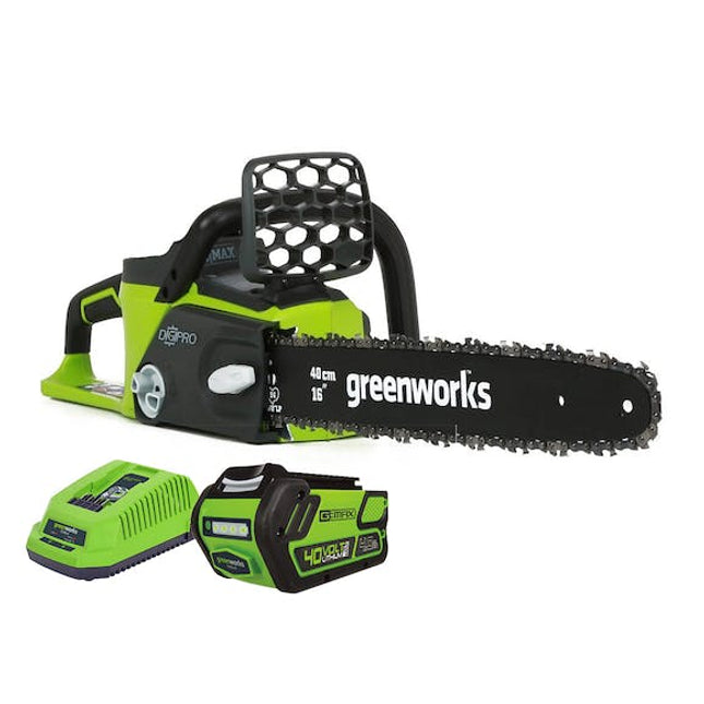 green works chainsaw g max 40 v brushless 16 4 0 ah kit