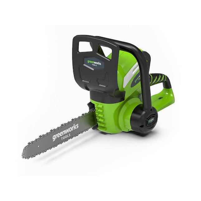 green works chainsaw g max 40 v li ion 12 2 0 ah kit