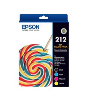 





Epson 212 Value Pack BK/C/M/Y Ink Cartridges

Features:
<div>Includes 212 BK/C/M/Y

Compatible With: WorkForce WF-2830 and WF-2850

Yield ~150 pages BK, 130 pages C/M/Y</div>
