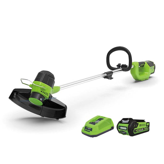 green works line trimmer g max 40 v li ion 2 0 ah kit