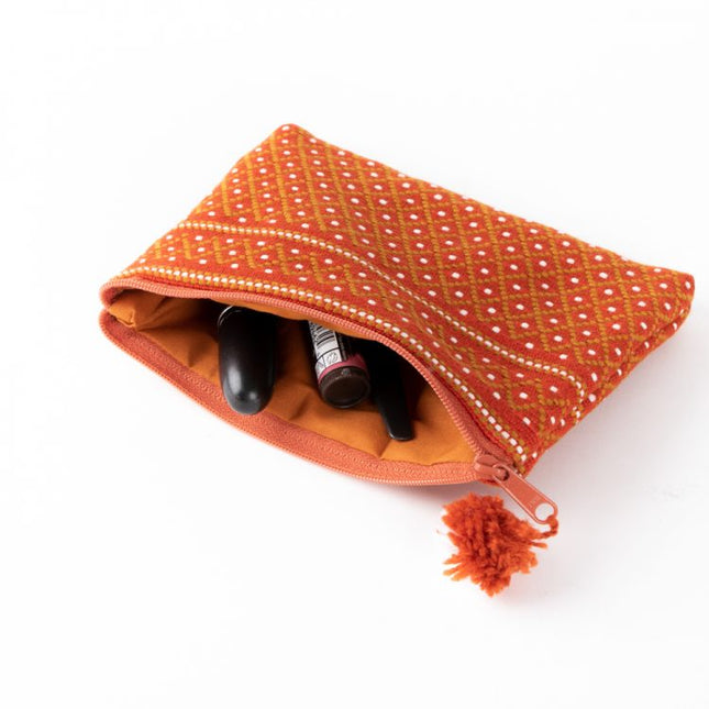 orange woven coin purse