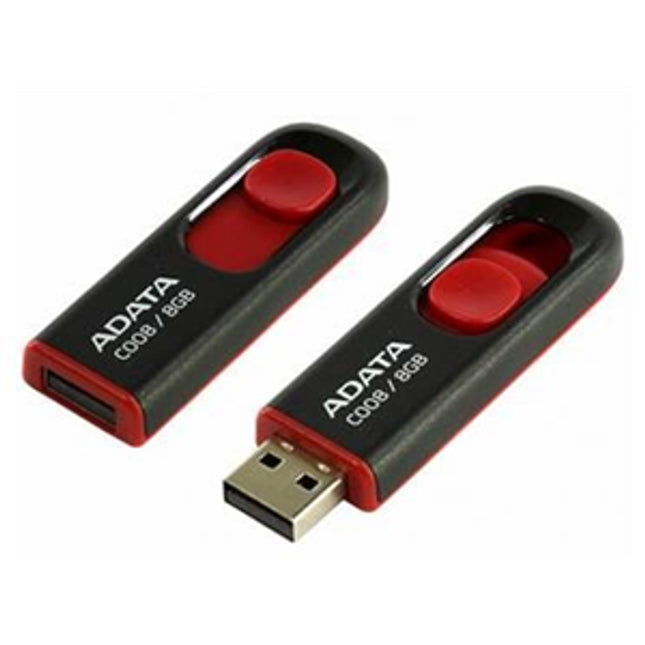 ADATA C008 Retractable USB 2.0 64GB Black/RedFlash Drive