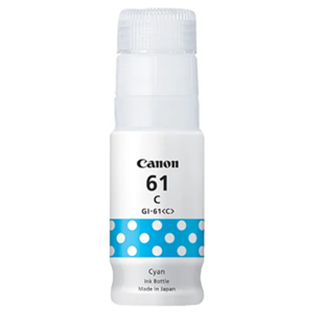 





Canon GI61C PIXMA MegaTank Ink Bottle Cyan

Features:
<div>Compatible with: PIXMA MegaTank G3660, G3665, G3620, G3625

Yield ~7,700 Pages, GI-61 Cyan</div>