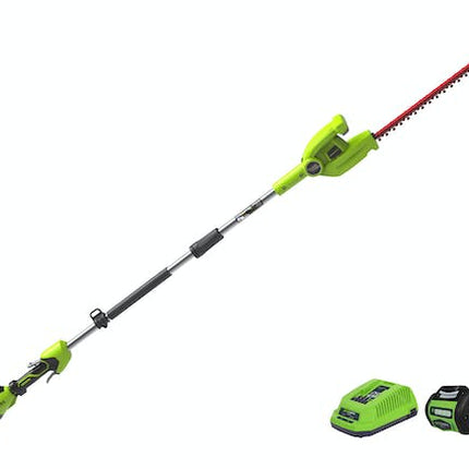 green works long reach hedge trimmer g max 40 v 2 0 ah kit