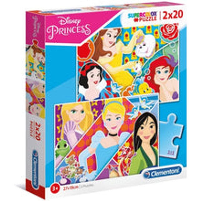 super colour 2 x 20 pc disney princess puzzles