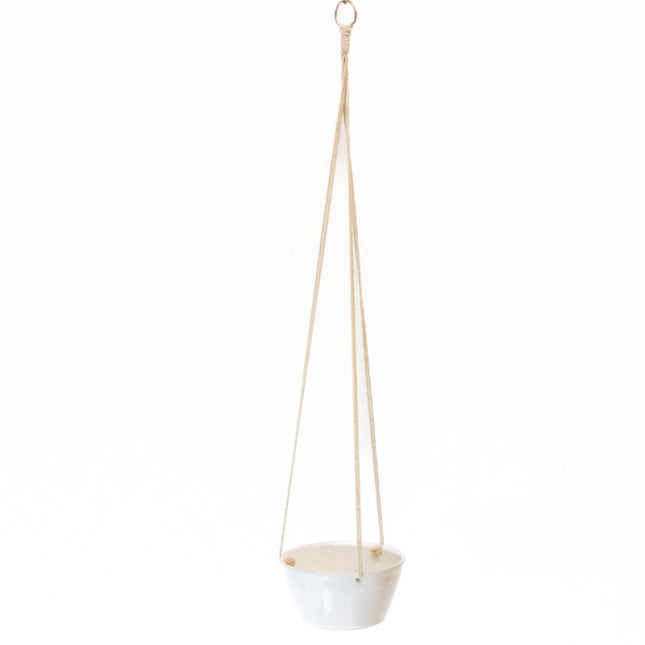 white hanging planter