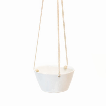 white hanging planter