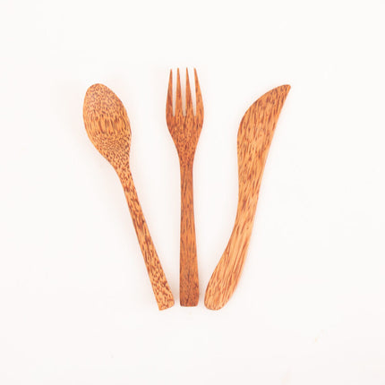 coconut wood cutlery set