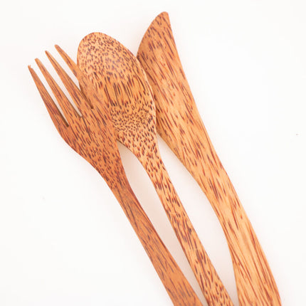 coconut wood cutlery set