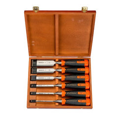 bahco ergo splitproof chisel set 6 piece with wooden case