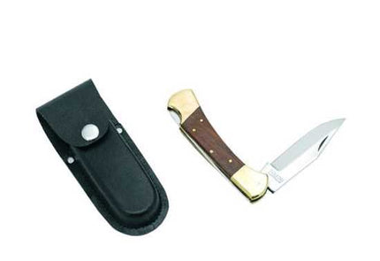 stock knife single blade with leather pouch 225 mm