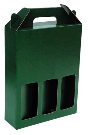green carry wine box with triple window 253 x 85 x 337 mm 50 pack