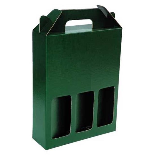 green carry wine box with triple window 253 x 85 x 337 mm 50 pack