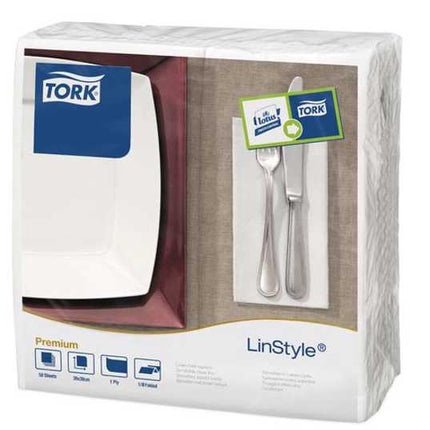 tork linstyle dinner napkin 2 ply white 1 8 fold 50 pack