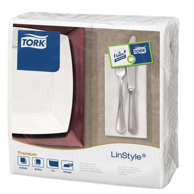 tork linstyle dinner napkin 2 ply white 1 8 fold 50 pack