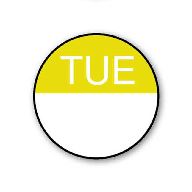 tuesday day label yellow on white 24 mm 1000 roll