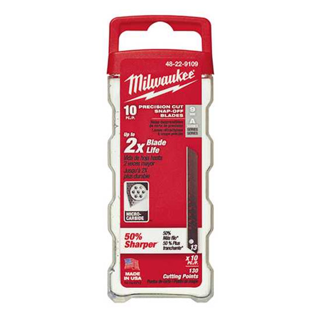 milwaukee blades precision snap 9 mm 19 pack packet