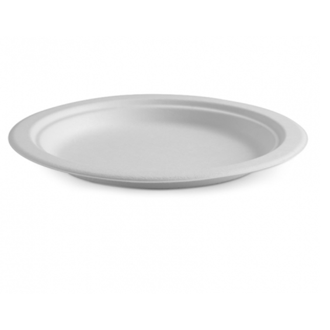 round plate sugarcane white 23 cm 9 125 pack