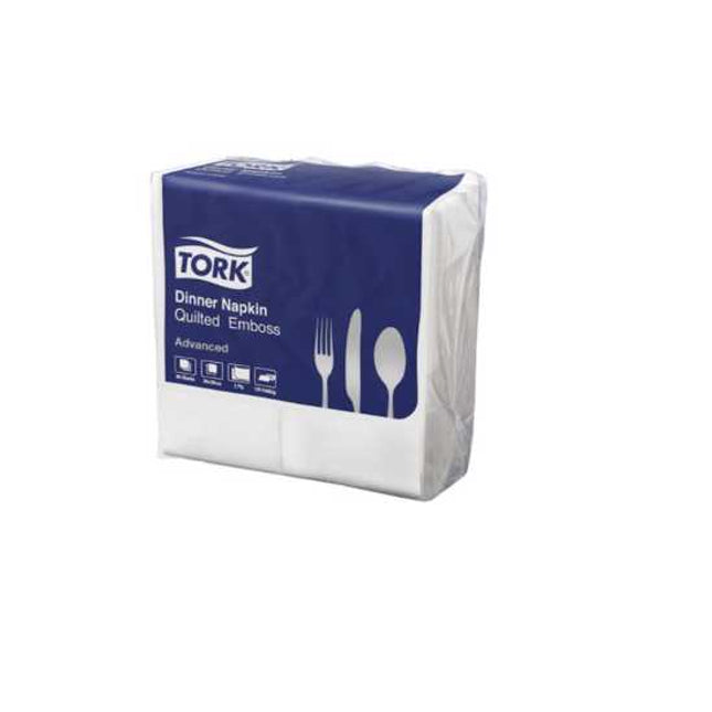 tork dinner napkin quilted 2 ply white 1 4 fold 400 mm x 400 mm 100 pack