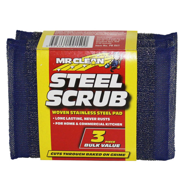 Mr Clean Scourer Pad with Stainless Steel in Cover-3/pack-Pack