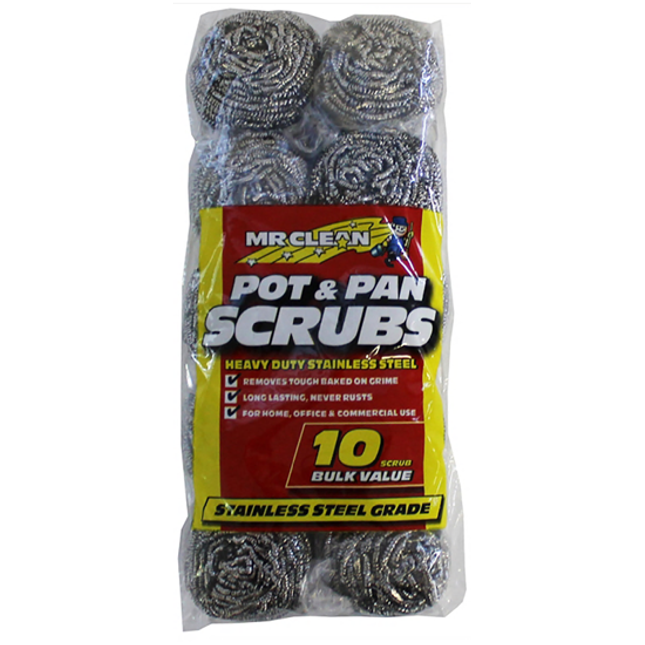 Mr Clean Silver Pot And Pan Scrubs-10-Pack