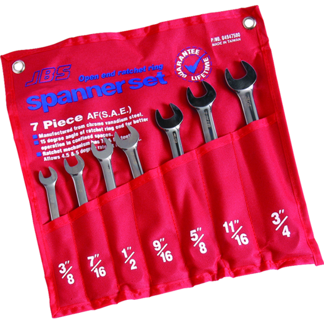 jbs 7 piece ratchet roe imperial spanner set each