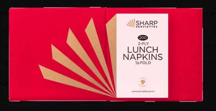 sharp lunch napkin 2 ply red 1 4 fold 310 mm x 305 mm 200 pack