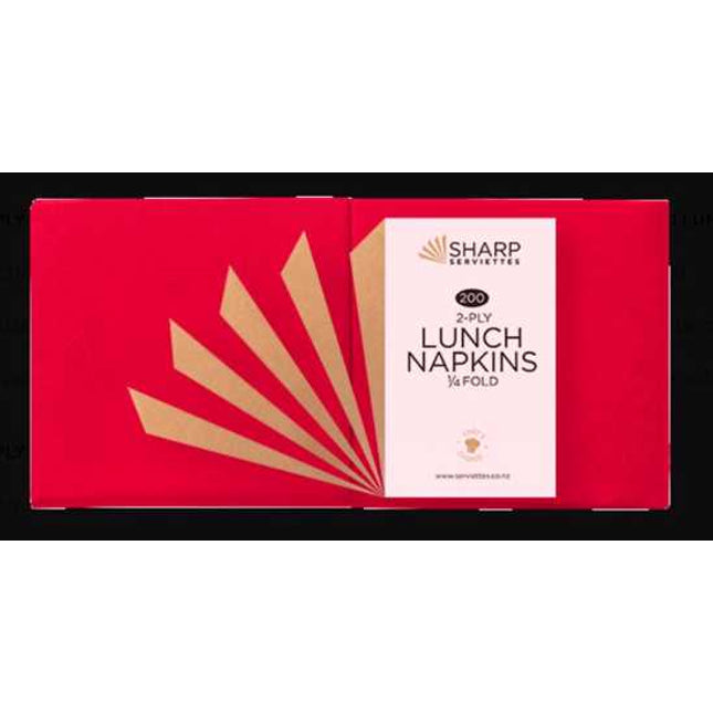 sharp lunch napkin 2 ply red 1 4 fold 310 mm x 305 mm 200 pack