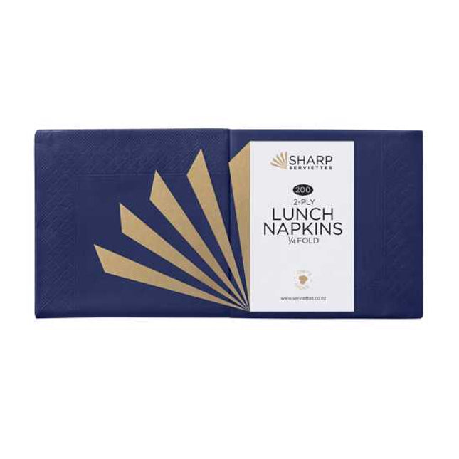 sharp lunch napkin 2 ply blue 1 4 fold 310 mm x 305 mm 200 pack