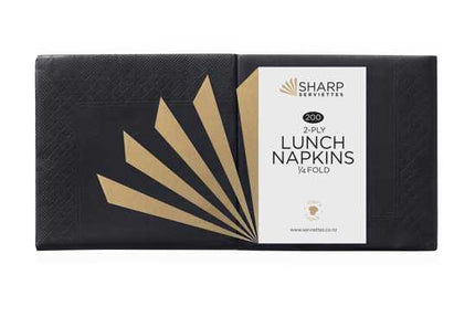 sharp lunch napkin 2 ply black 1 4 fold 310 mm x 305 mm 200 pack