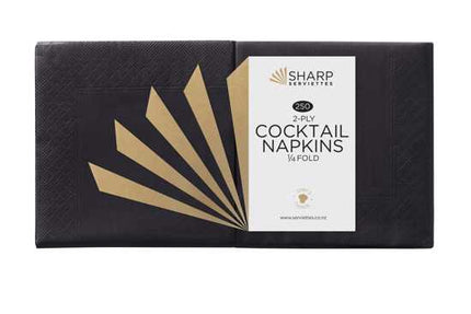 sharp cocktail napkin 2 ply black 1 4 fold 240 mm x 240 mm 250 pack