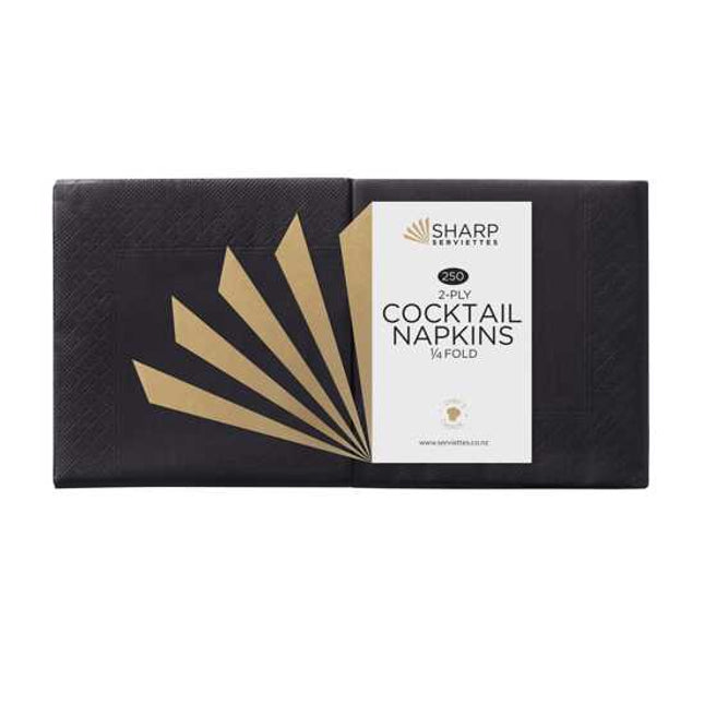 sharp cocktail napkin 2 ply black 1 4 fold 240 mm x 240 mm 250 pack